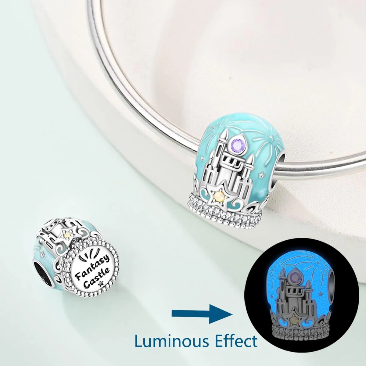 HUIPOJUE Ciondolo in Argento Sterling S925 con Effetto Luminoso per Braccialetti Pandora, 12 mm - immagine 6