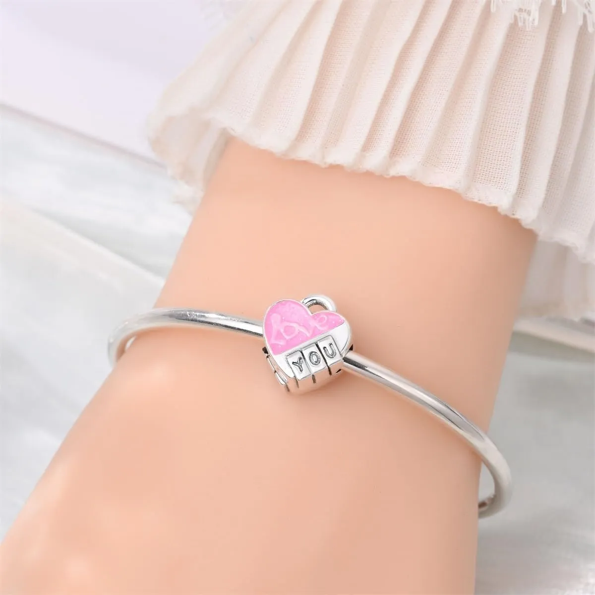 HUIPOJUE Ciondolo in Argento Sterling S925 Effetto Luminescente per Pandora, Perla Rosa - immagine 5
