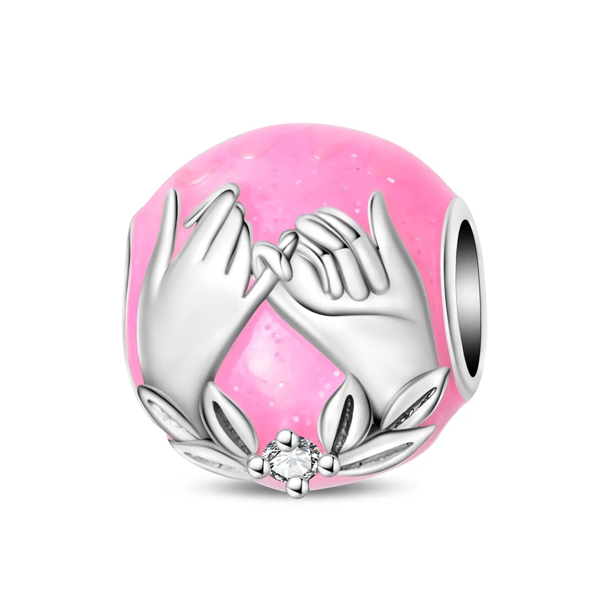 HUIPOJUE Ciondolo in Argento Sterling S925 Effetto Luminescente Perla Rosa per Braccialetti e Collane Pandora - immagine 1