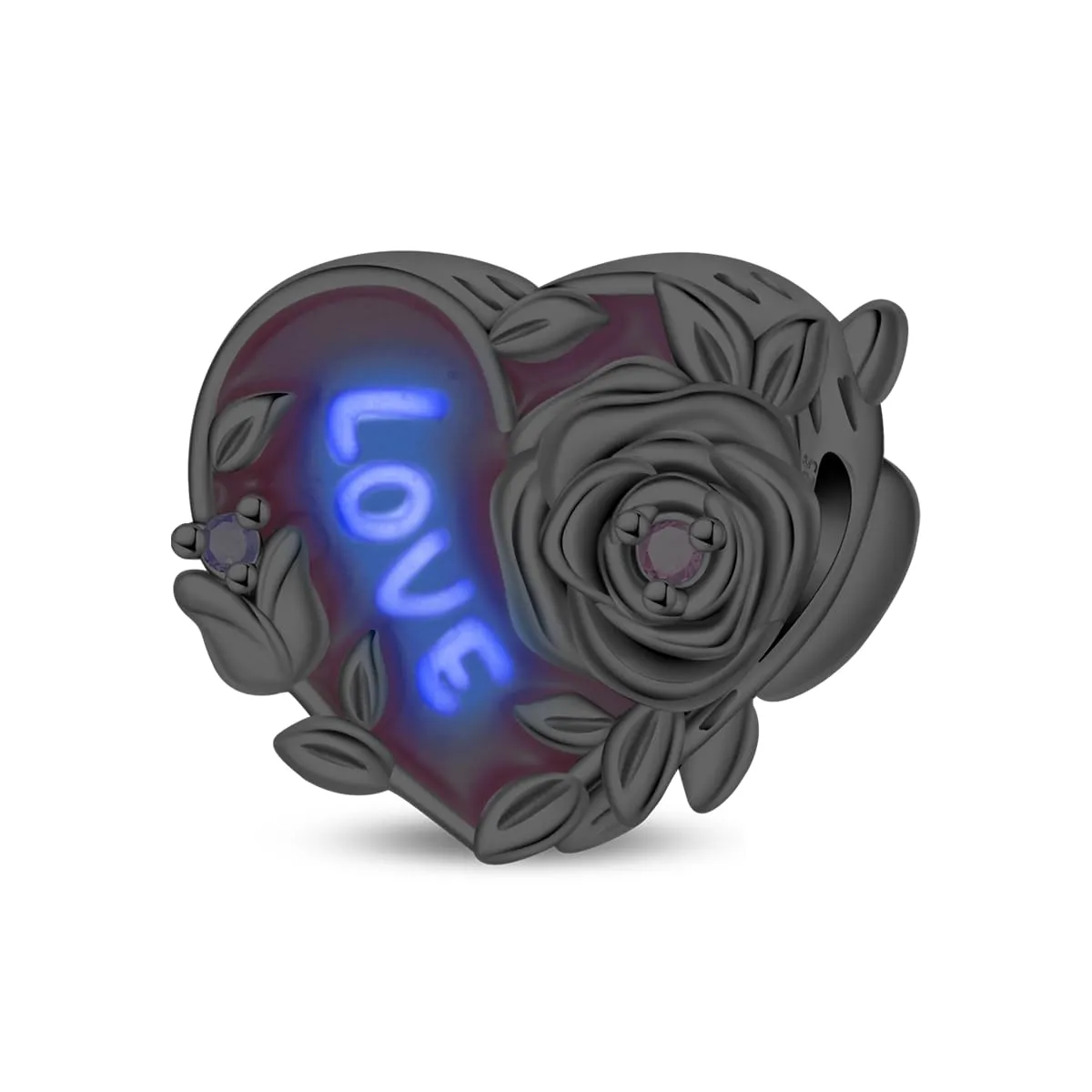HUIPOJUE Ciondolo in Argento Sterling S925 Effetto Luminescente, Perla Rosa, Compatibile con Pandora - immagine 3