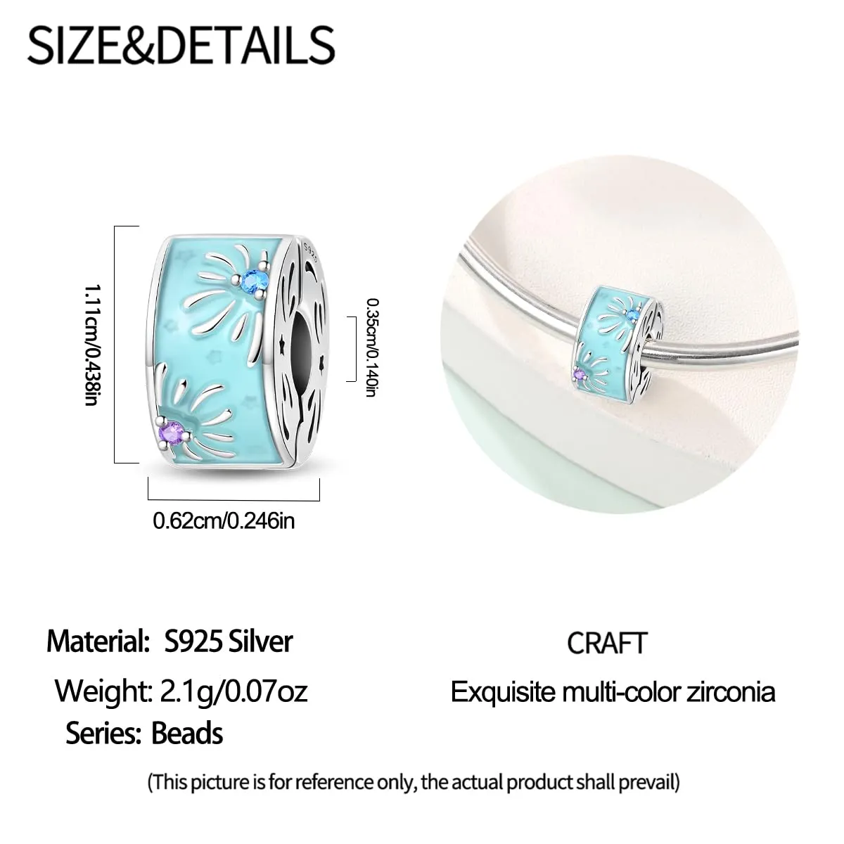 HUIPOJUE Ciondolo in Argento Sterling S925 Luminoso al Buio per Braccialetti Pandora - immagine 3