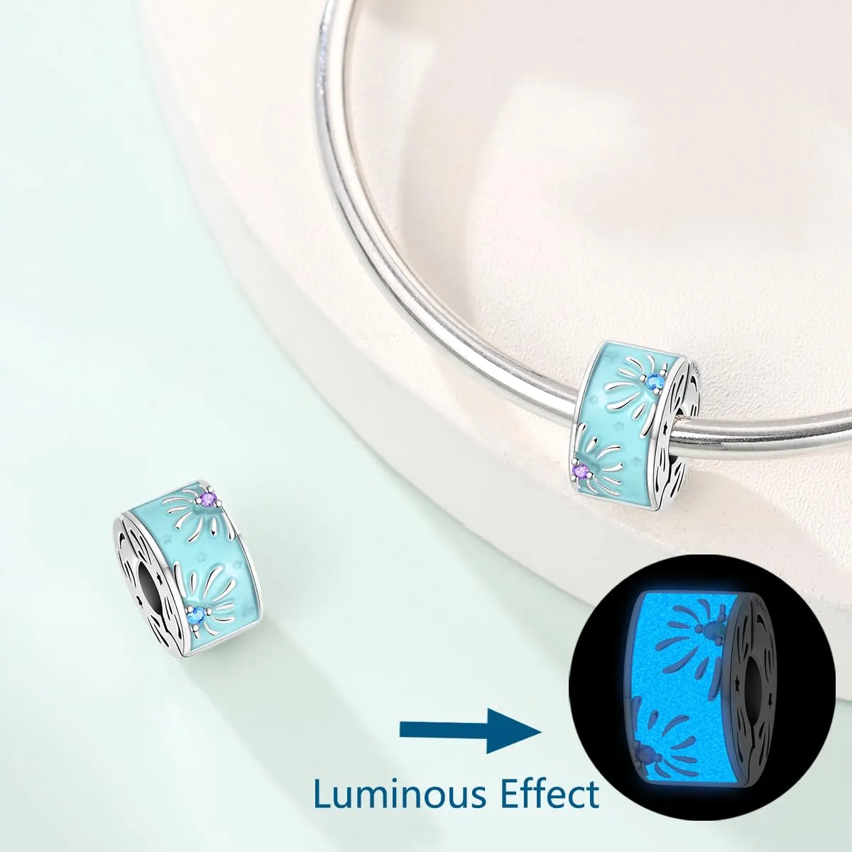 HUIPOJUE Ciondolo in Argento Sterling S925 Luminoso al Buio per Braccialetti Pandora - immagine 6