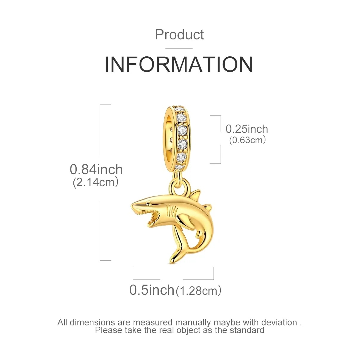 HUIPOJUE Ciondoli in oro per braccialetti Pandora, 4.5mm-5mm, Argento sterling, Zirconie sintetico - immagine 2