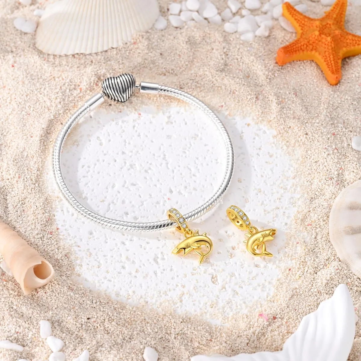 HUIPOJUE Ciondoli in oro per braccialetti Pandora, 4.5mm-5mm, Argento sterling, Zirconie sintetico - immagine 3