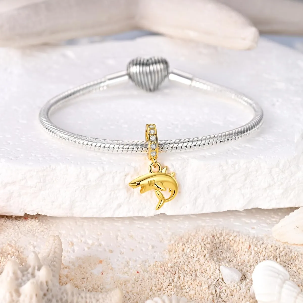 HUIPOJUE Ciondoli in oro per braccialetti Pandora, 4.5mm-5mm, Argento sterling, Zirconie sintetico - immagine 5