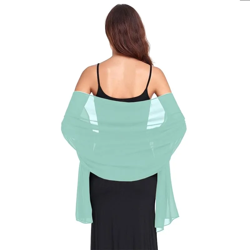 Van Der Rich Stola in Mussola di Seta Foulard Scialle Leggero Donna - Acqua Blu - immagine 1