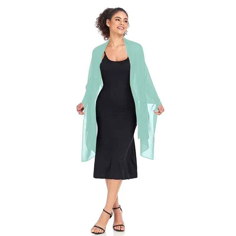 Van Der Rich Stola in Mussola di Seta Foulard Scialle Leggero Donna - Acqua Blu - immagine 3