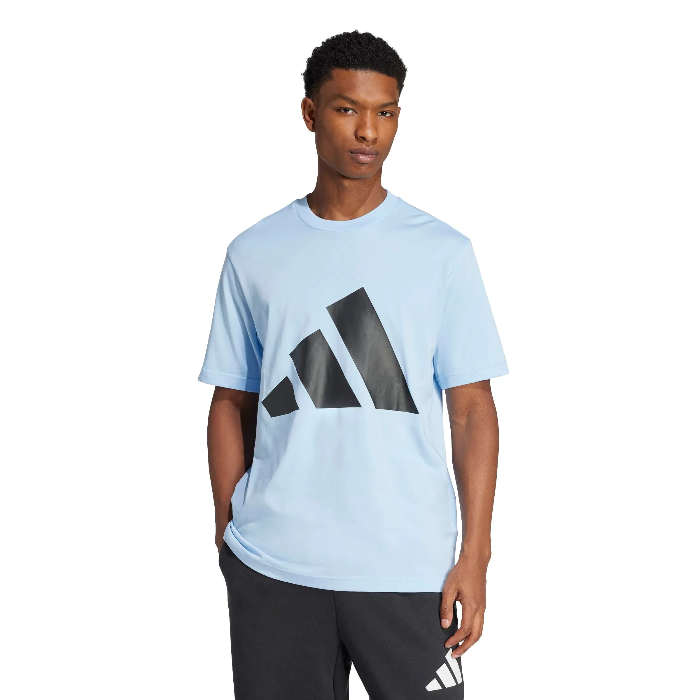 adidas Essentials Big Logo Single Jersey Shirt, Glow Blue/Black, XS - immagine 3