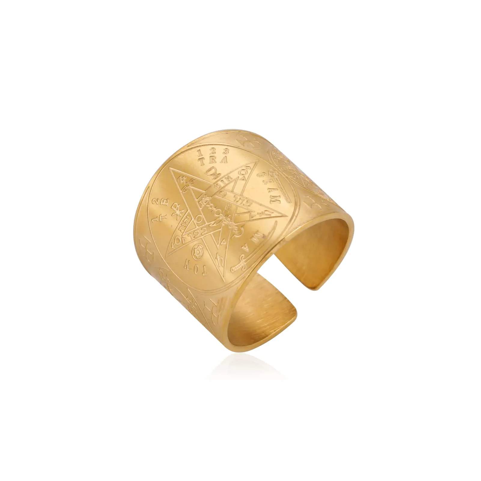 LIKGREAT Anello Tetragrammaton Pentacolo Stella Pentagramma Sigillo di Solomone in acciaio inossidabile (g-19) - immagine 1