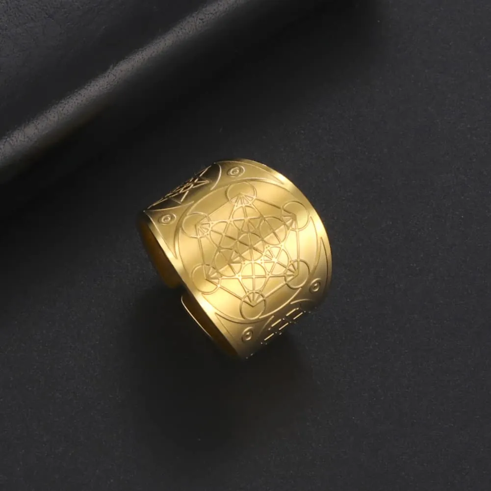 LIKGREAT Anello Cubo di Metatron in acciaio inossidabile - immagine 7