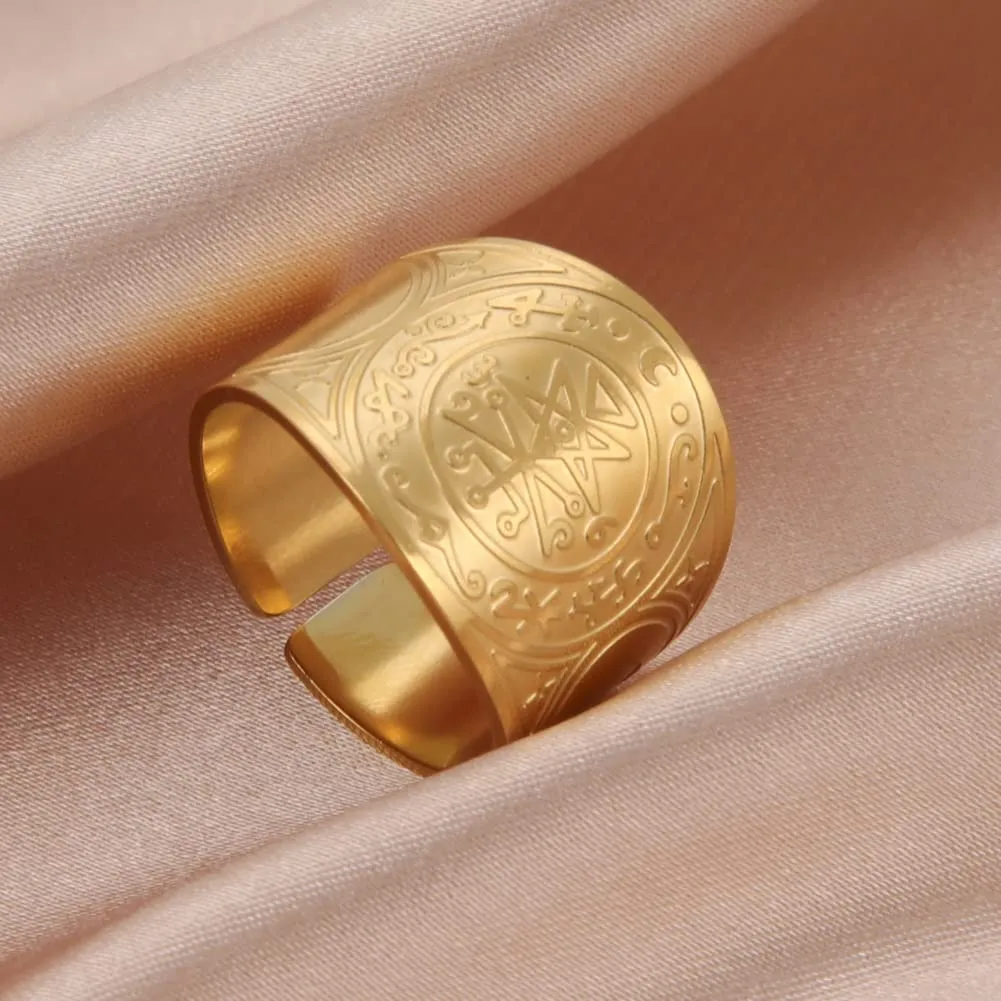 LIKGREAT Sigillo di Lilith Anello Talismano in Acciaio Inossidabile - immagine 3
