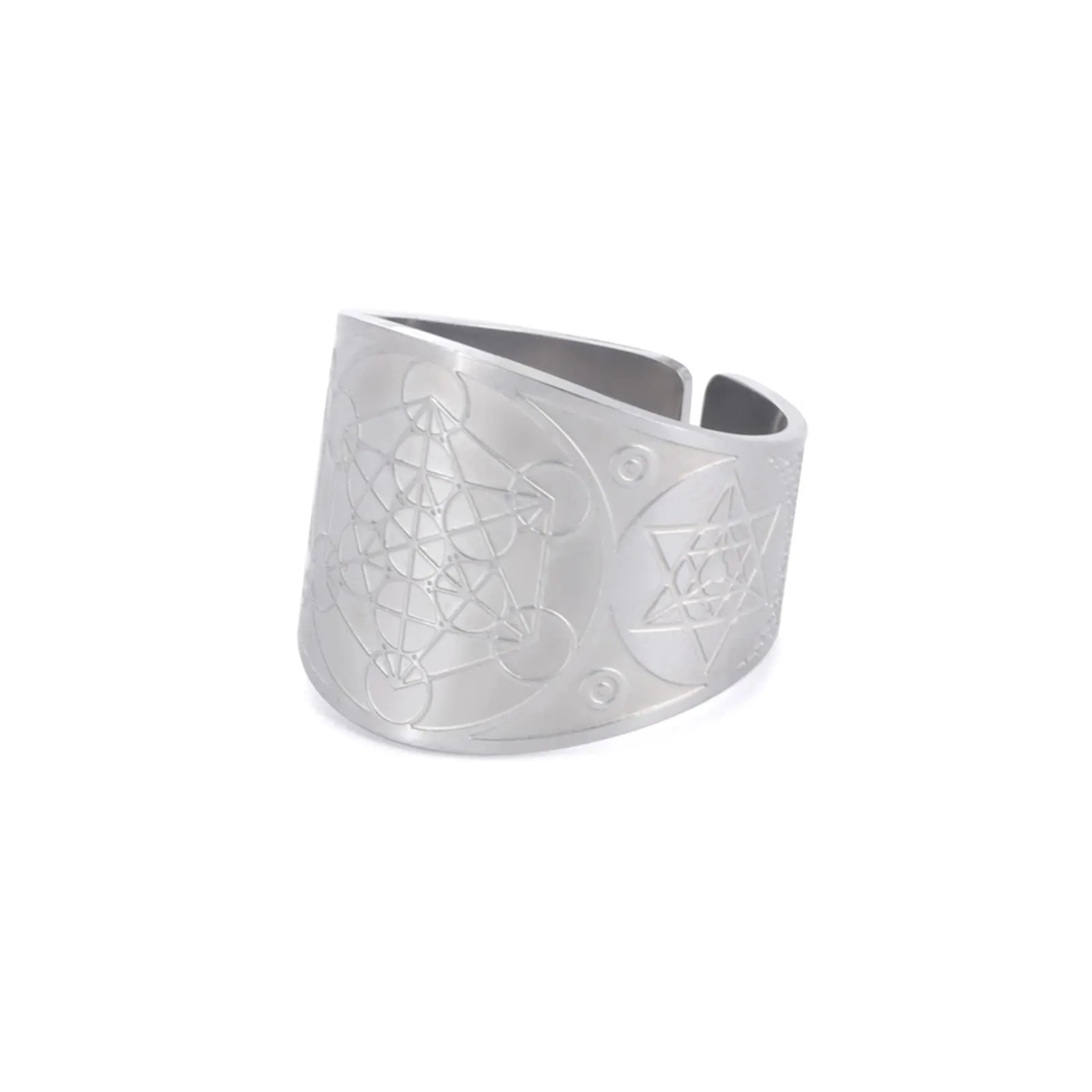 LIKGREAT Anello Cubo di Metatron in Acciaio Inossidabile - immagine 1