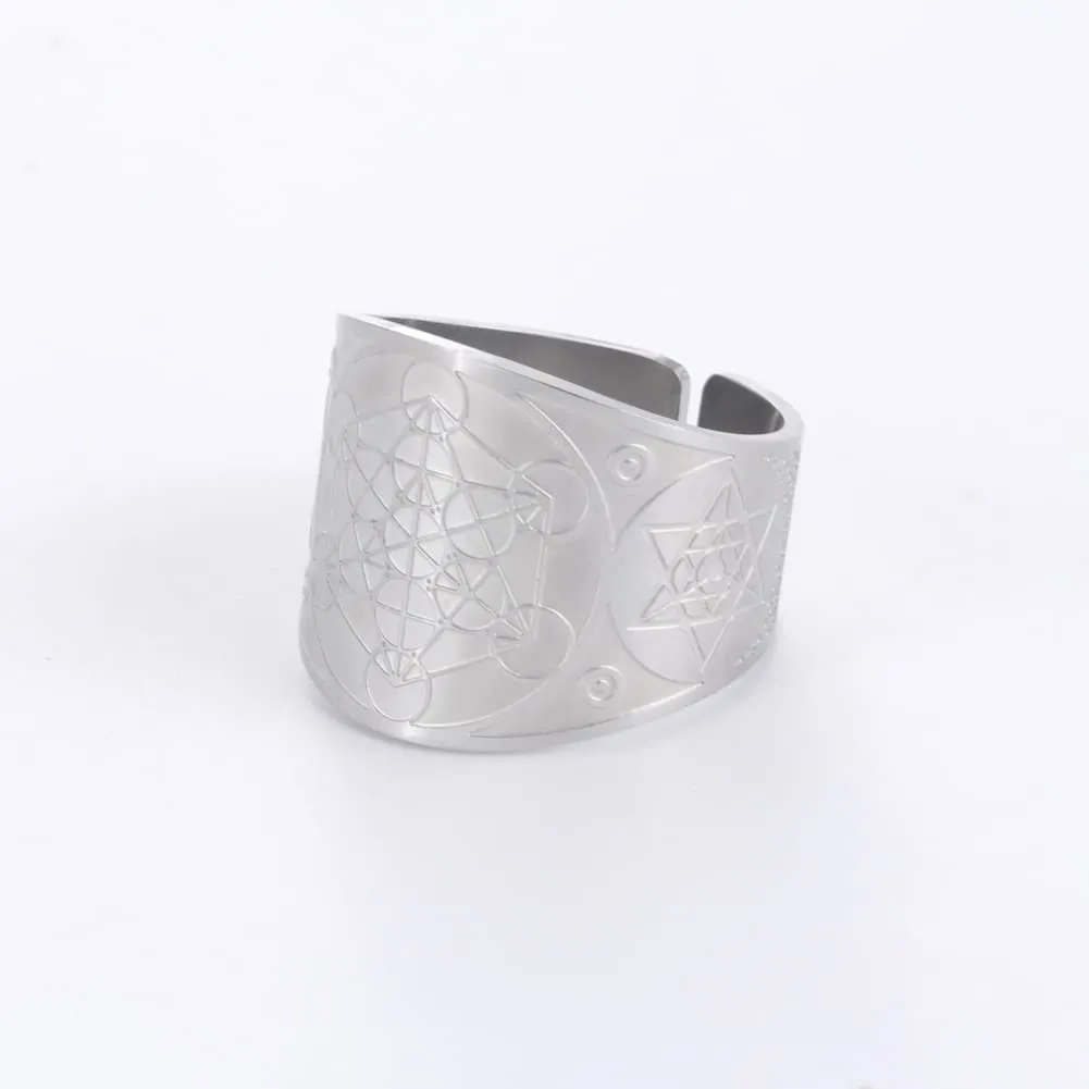 LIKGREAT Anello Cubo di Metatron in Acciaio Inossidabile - immagine 6
