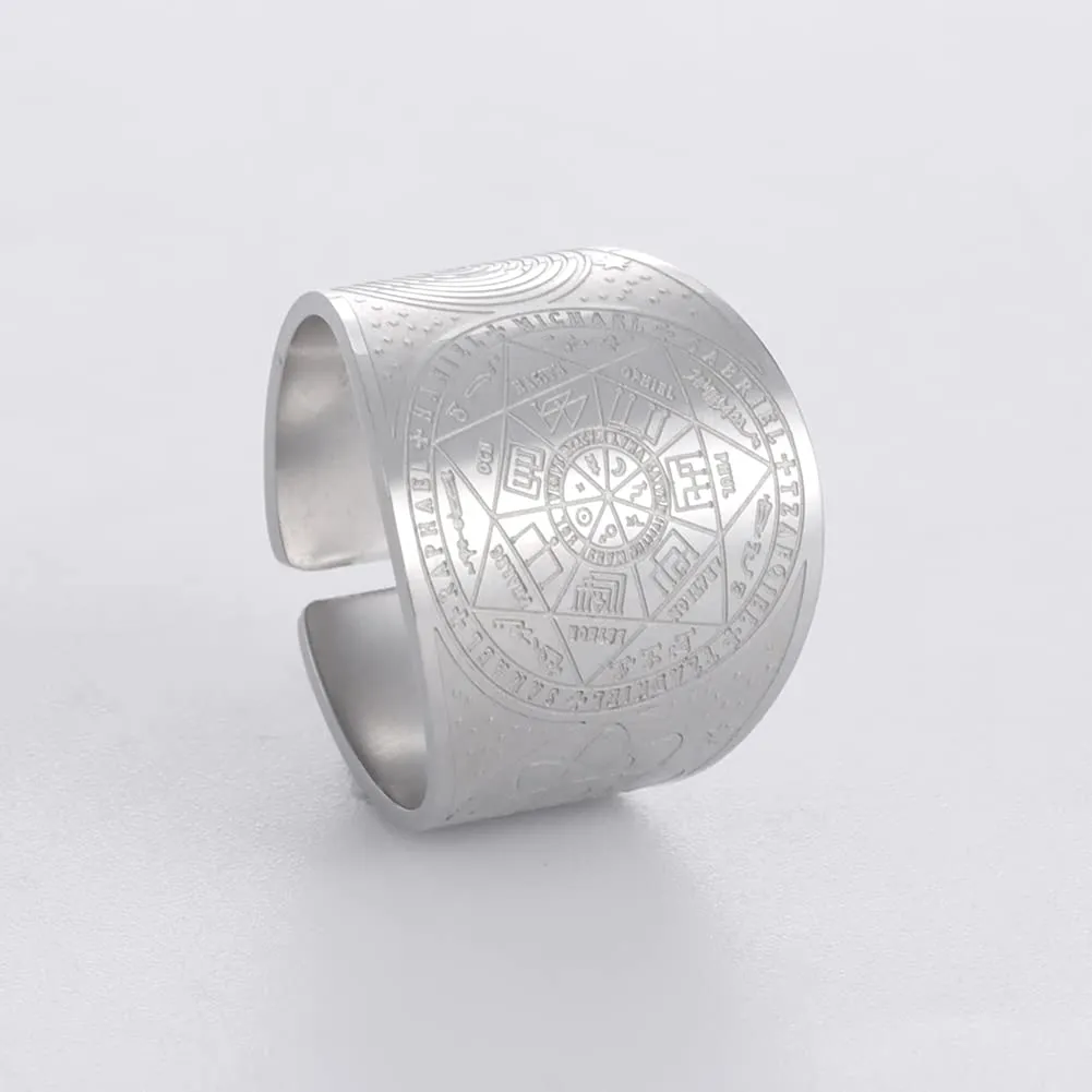 LIKGREAT Sigillo dei 7 Arcangeli Anello Talismano in Acciaio Inox per Uomo e Donna - immagine 7