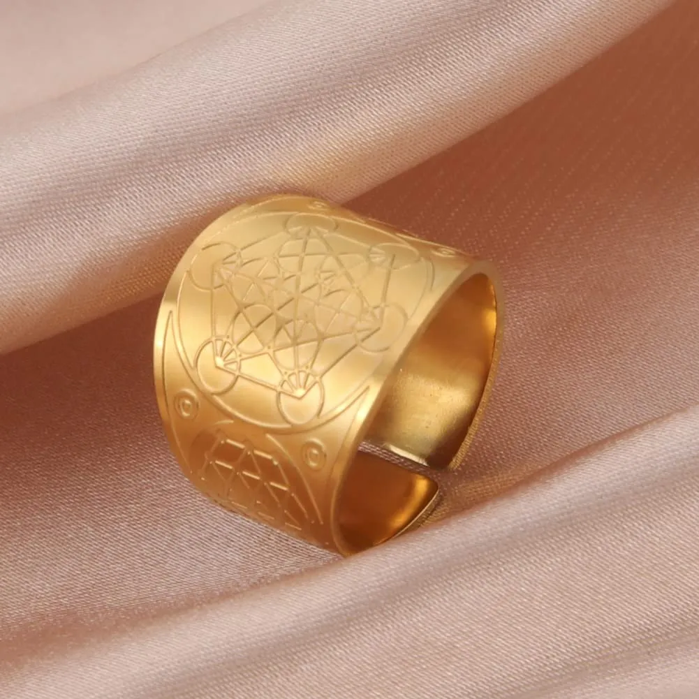 LIKGREAT Anello Cubo di Metatron in acciaio inossidabile - immagine 4