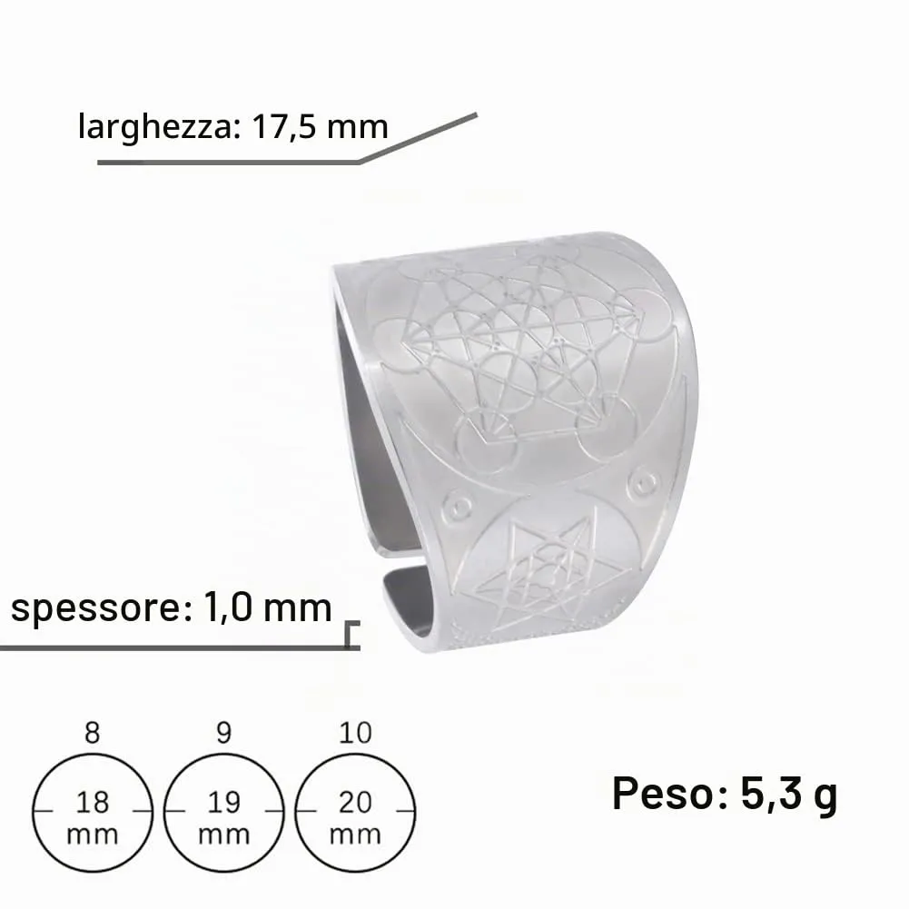 LIKGREAT Anello Cubo di Metatron in Acciaio Inossidabile - immagine 2