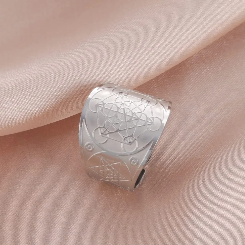 LIKGREAT Anello Cubo di Metatron in Acciaio Inossidabile - immagine 3