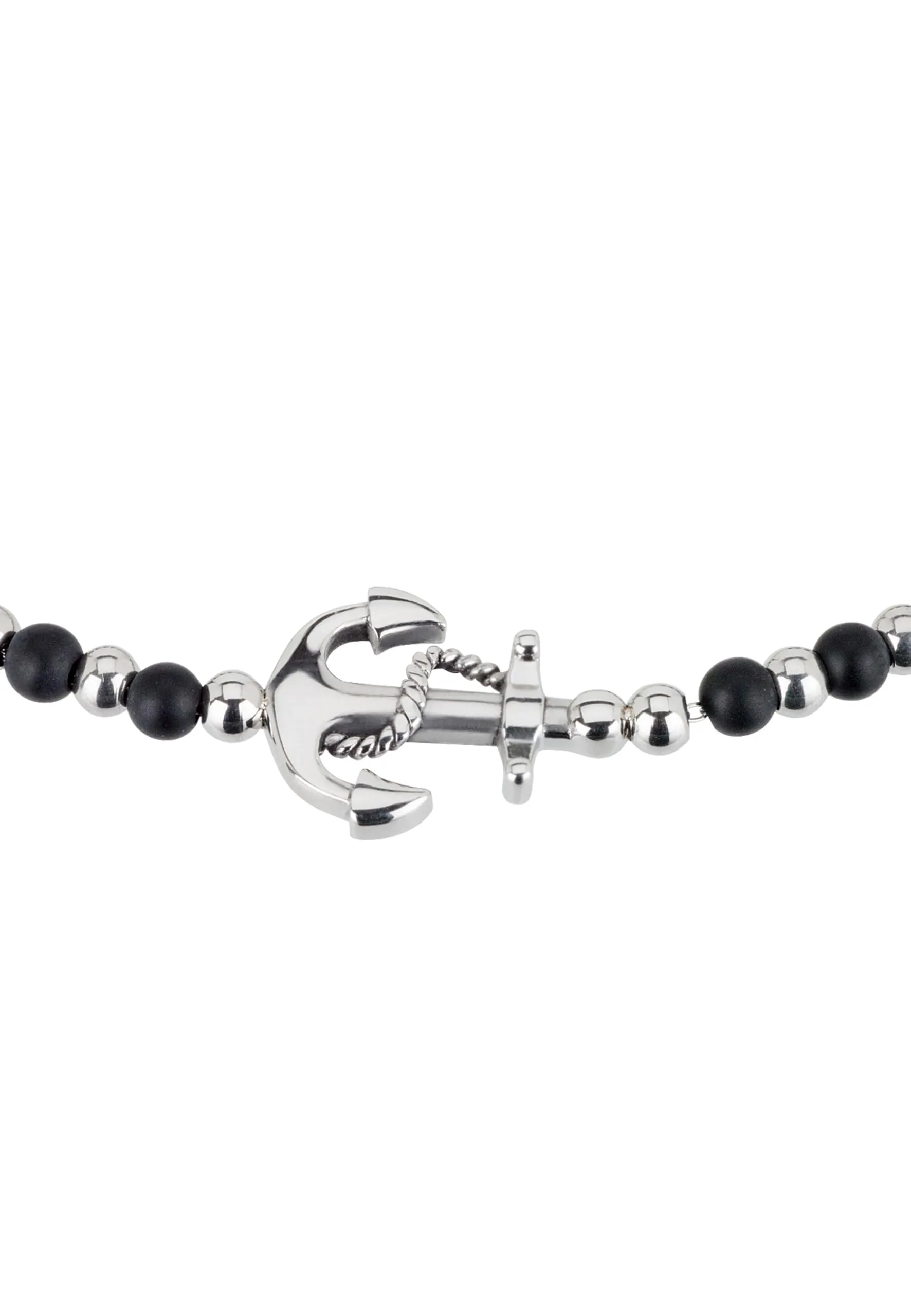 Breil Collezione Black Onyx Bracciale da Uomo in Onice Nero e Acciaio, Chiusura a Moschettone, 17.5-22.5 cm, Silver-Nero - immagine 3