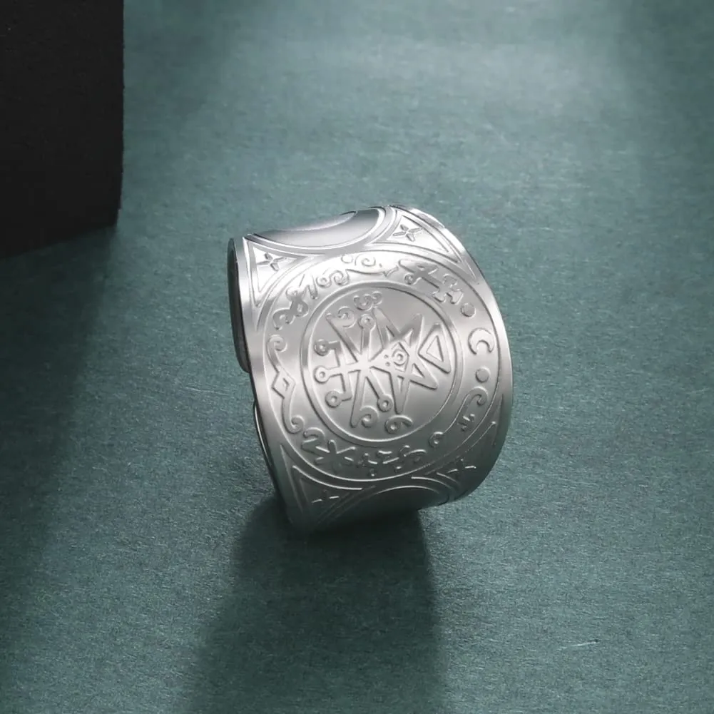 LIKGREAT Sigillo di Lilith Anello Talismano in Acciaio Inossidabile - immagine 4