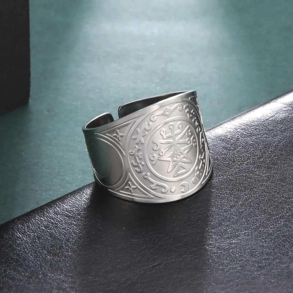 LIKGREAT Sigillo di Lilith Anello Talismano in Acciaio Inossidabile - immagine 3