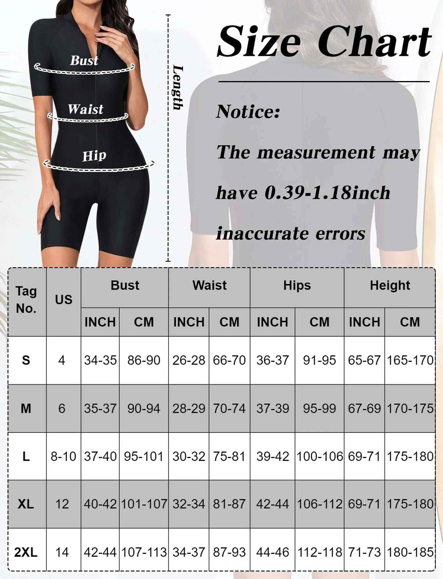 SEAUR Costume da bagno intero da donna con cerniera, rashguard, B3, L - immagine 4