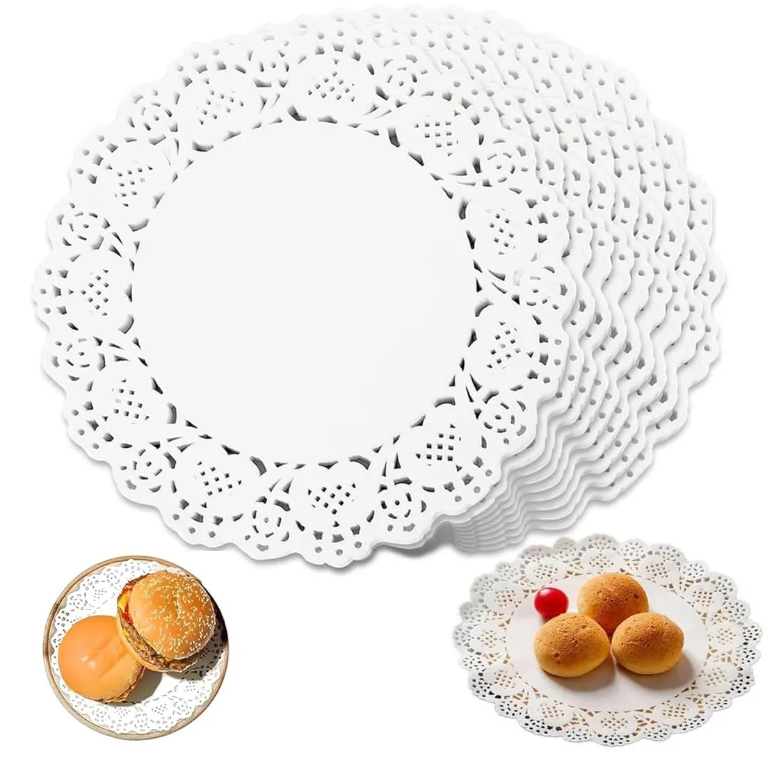 MLRUQRX 140 Centrini Rotondi in Carta Pizzo Bianco, 19 cm - immagine 1