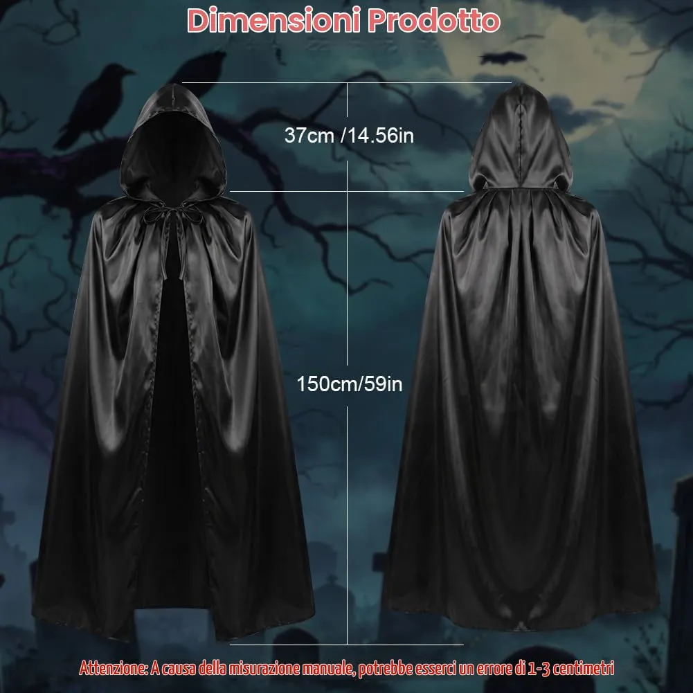AUYAO Costume da Mago, Set di 4 Pezzi con Mantello, Occhiali, Cravatta e Bacchetta Magica per Bambini e Adulti - immagine 2