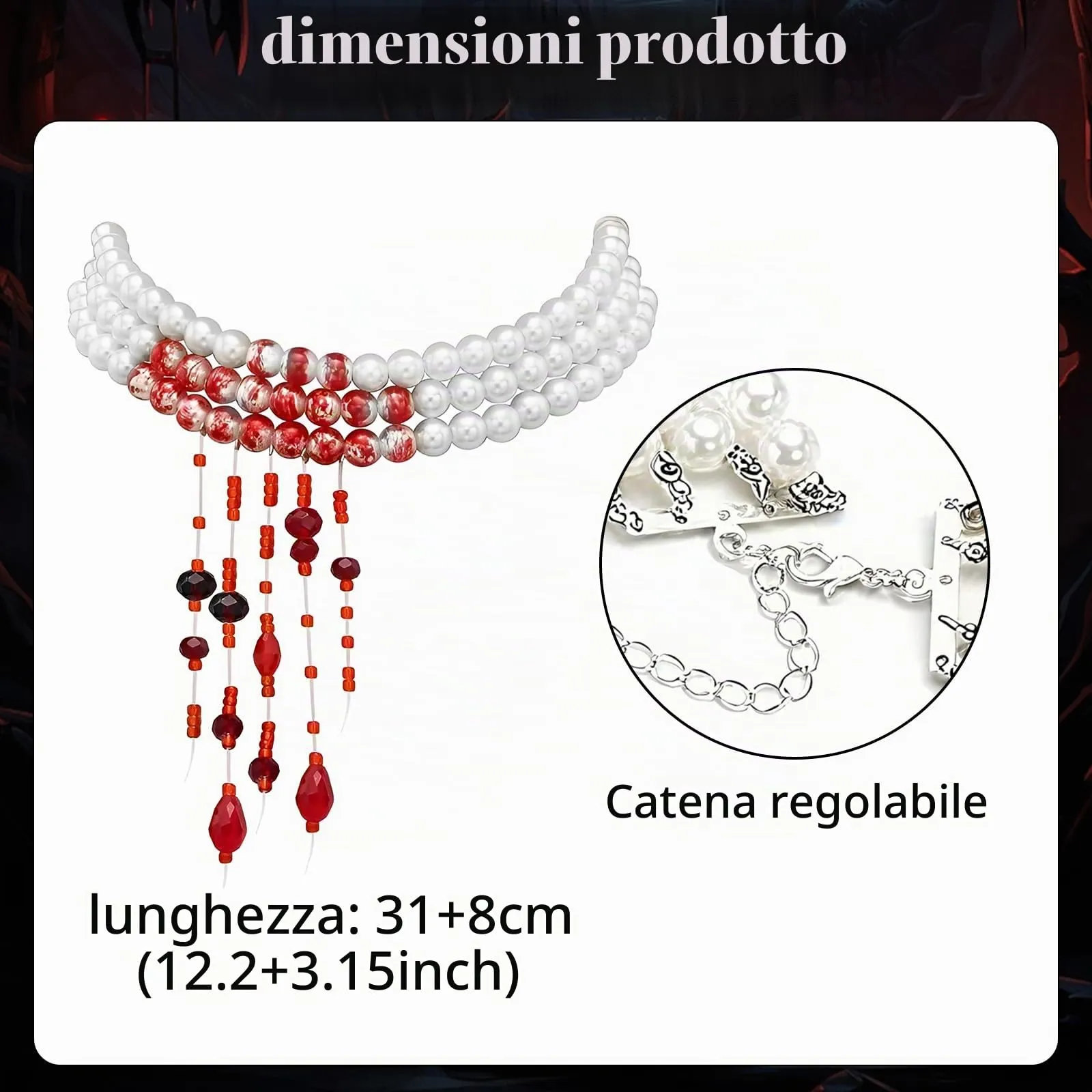 WEINIBAO Collana Perle Sangue per Halloween e Carnevale - immagine 2