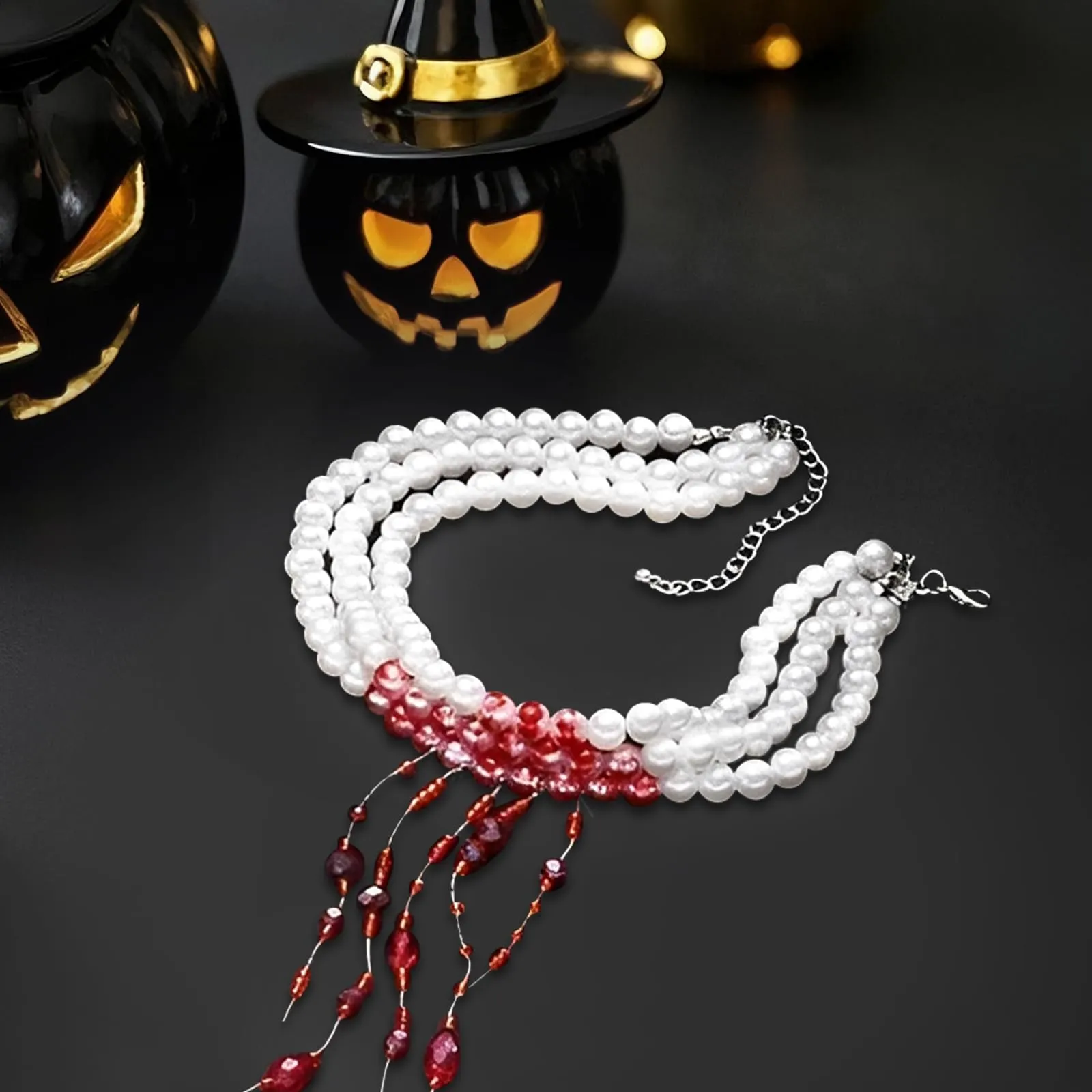 WEINIBAO Collana Perle Sangue per Halloween e Carnevale - immagine 3