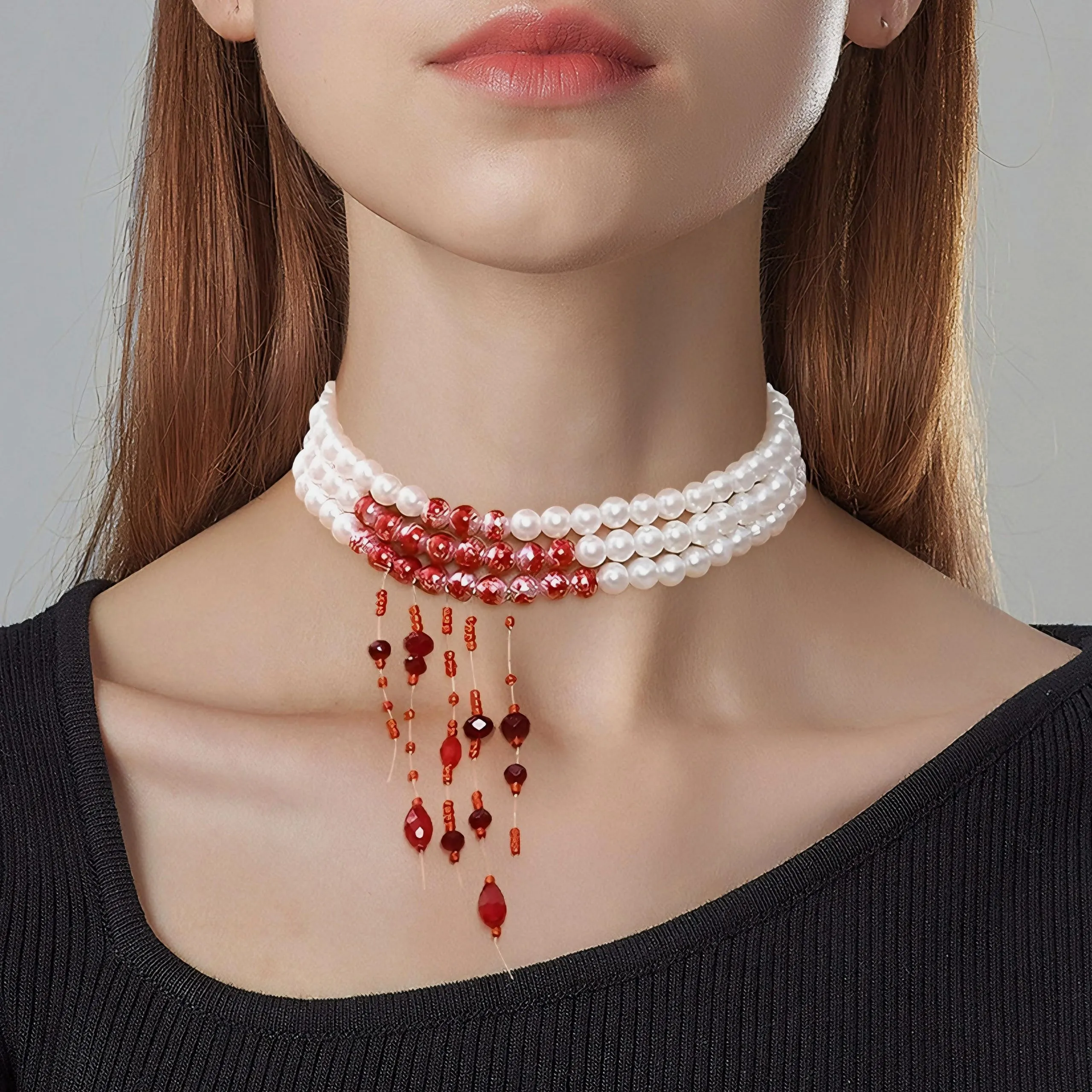 WEINIBAO Collana Perle Sangue per Halloween e Carnevale - immagine 4