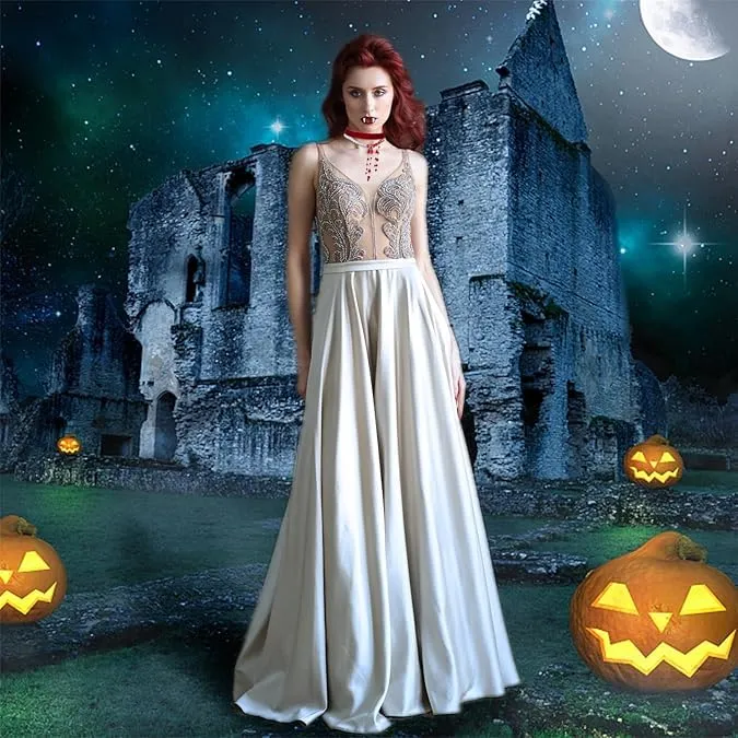 WEINIBAO Collana Perle Sangue con Gocce di Sangue e Velluto Rosso per Halloween e Carnevale (G) - immagine 4