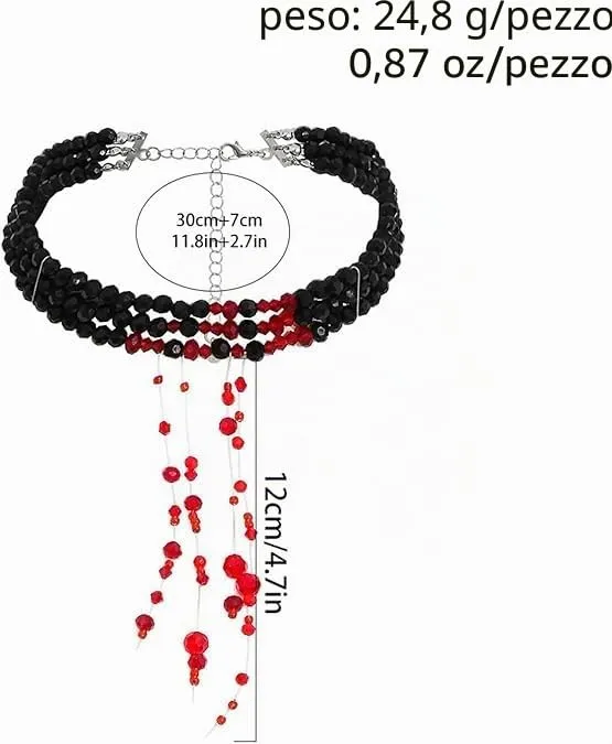 WEINIBAO Collana Perle Gocce di Sangue per Halloween e Carnevale - immagine 2