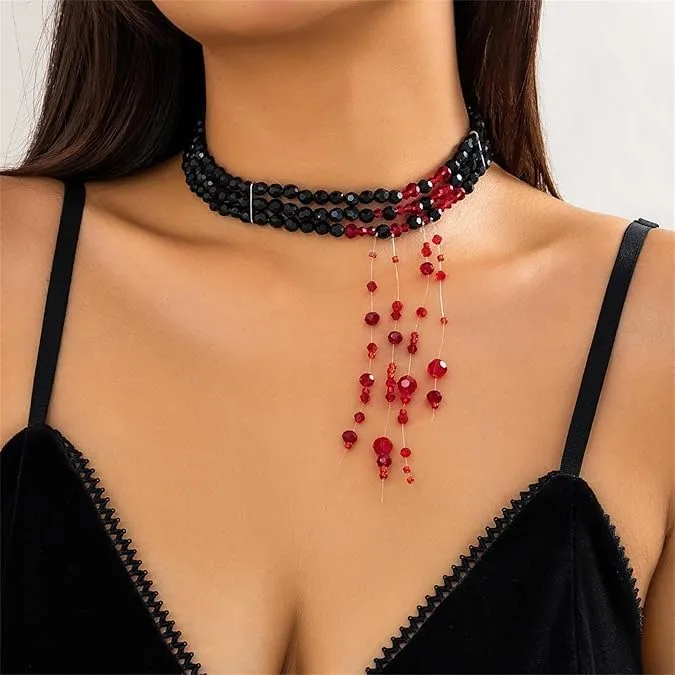 WEINIBAO Collana Perle Gocce di Sangue per Halloween e Carnevale - immagine 4