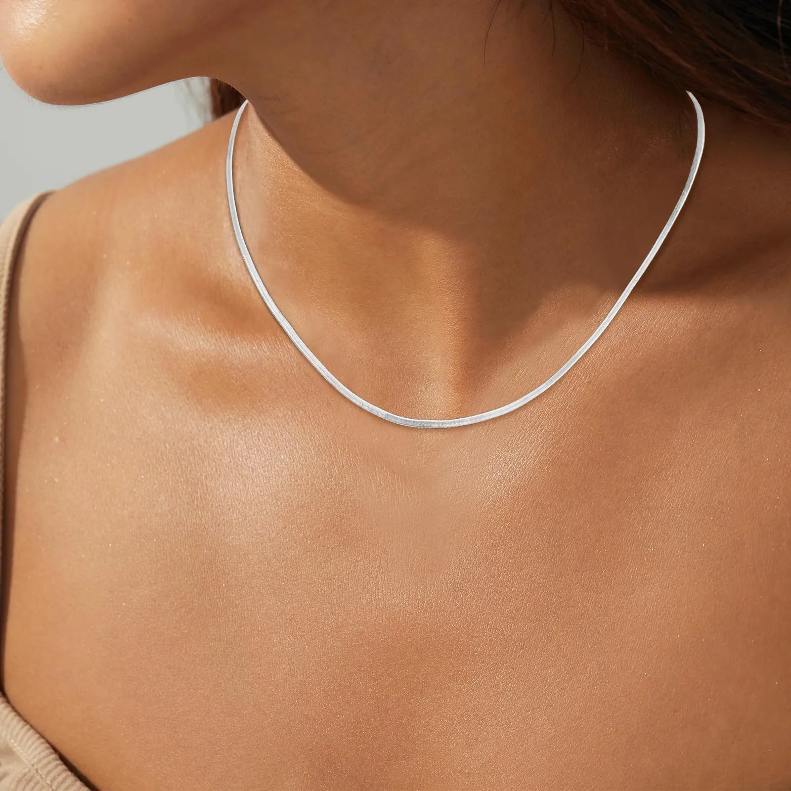 Esmoly Collana a Catena in Argento Placato, 2mm x 61cm - immagine 2