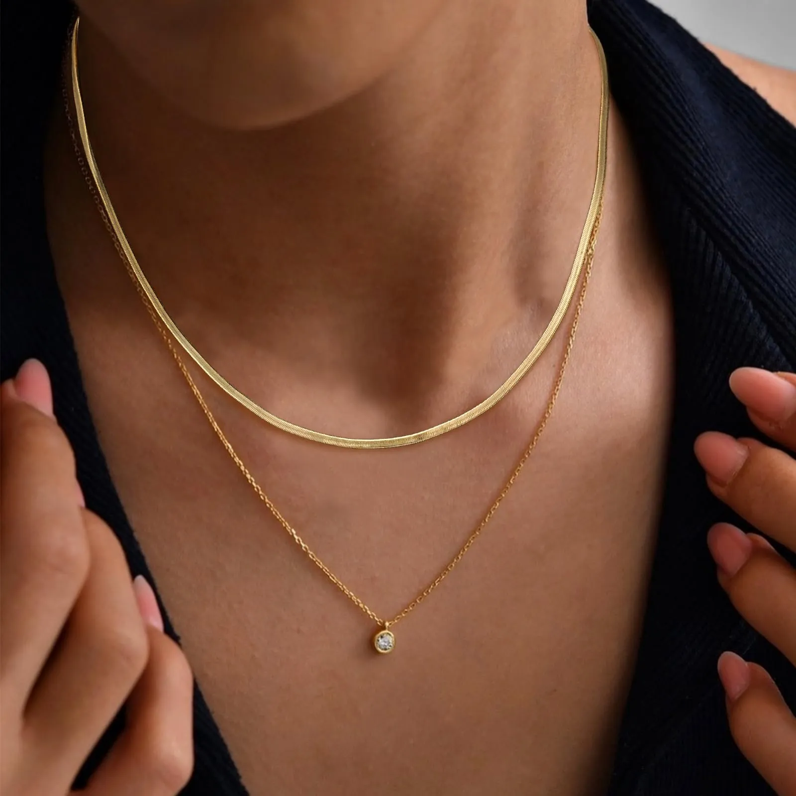 Esmoly Collana a Catena per Donna, Oro, 3mm-20inch - immagine 3