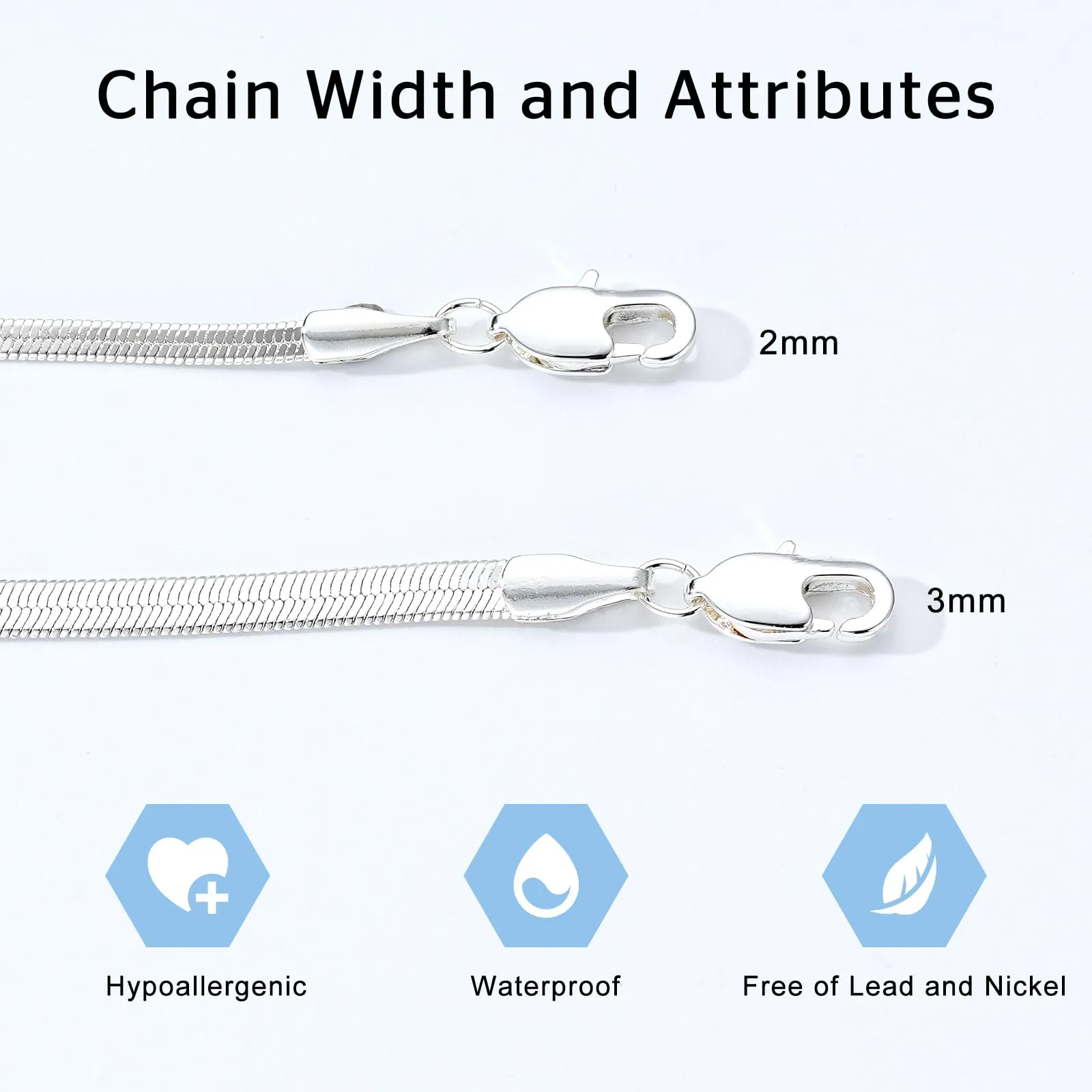 Esmoly Collana a Catena in Argento Placato per Donna, 2mm - 22 pollici - immagine 4