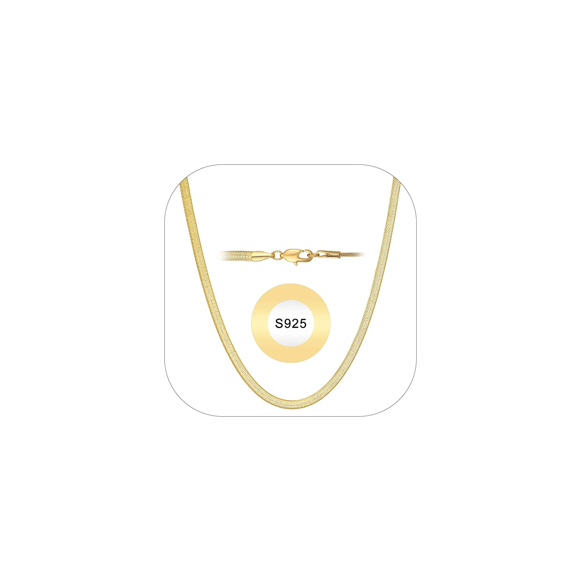 Esmoly Collana a Catena per Donna, Oro, 3mm-16inch - immagine 1
