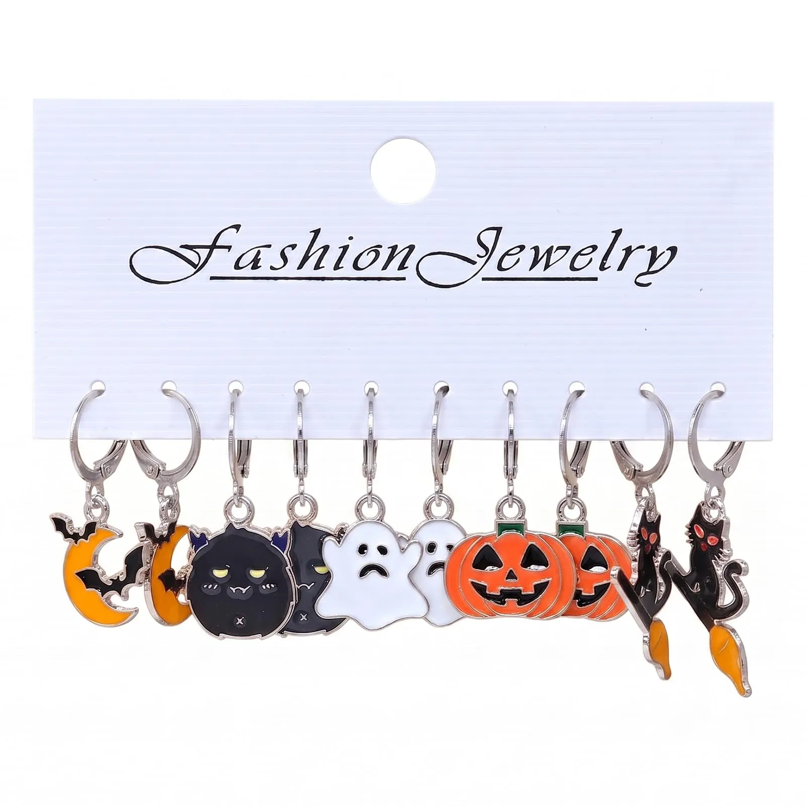 IMLDUY Set 5 Paia Orecchini Halloween Donna Zucca Fantasma e Gatto Nero - immagine 1