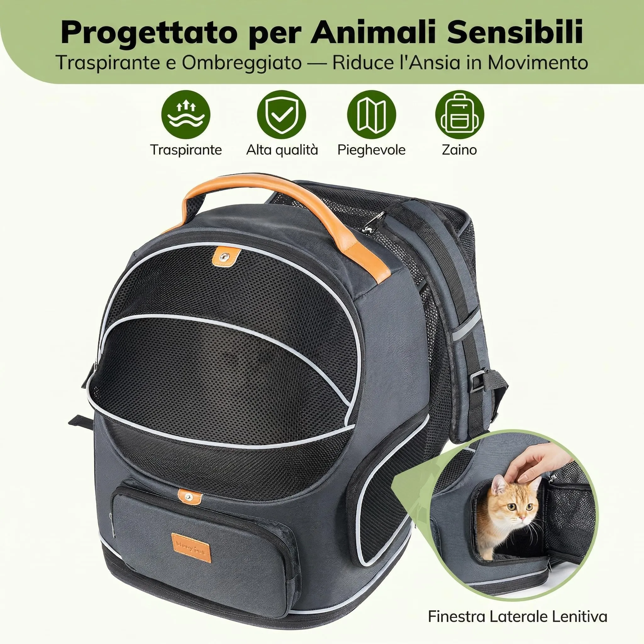 Morpilot Trasportino Gatto Espandibile Zaino per Cani e Gatti, Grigio L - immagine 9