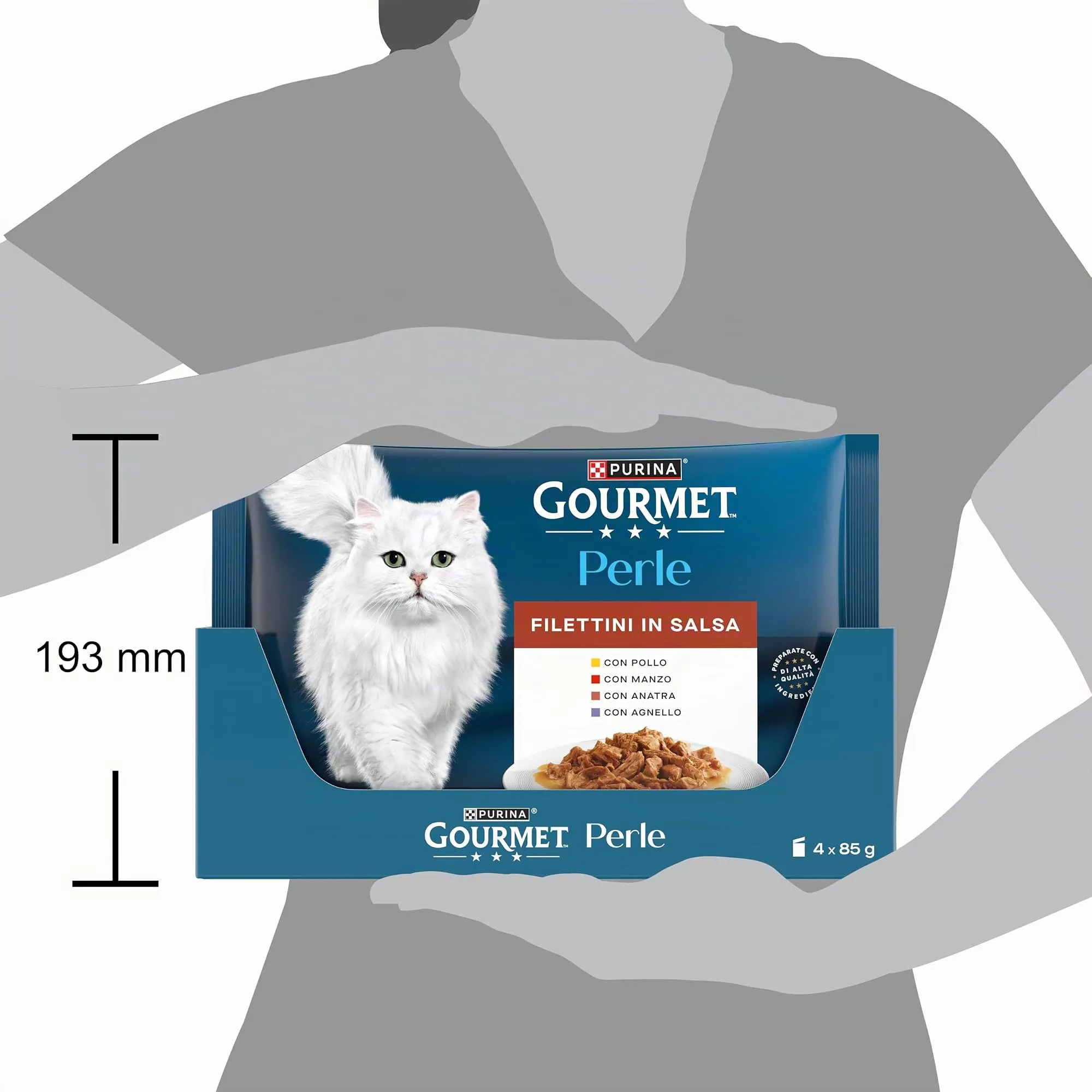 Gourmet Perle Cibo Umido per Gatti Adulti Filettini in Salsa con Agnello, Anatra, Manzo, Pollo, 48 Buste da 85g - immagine 5