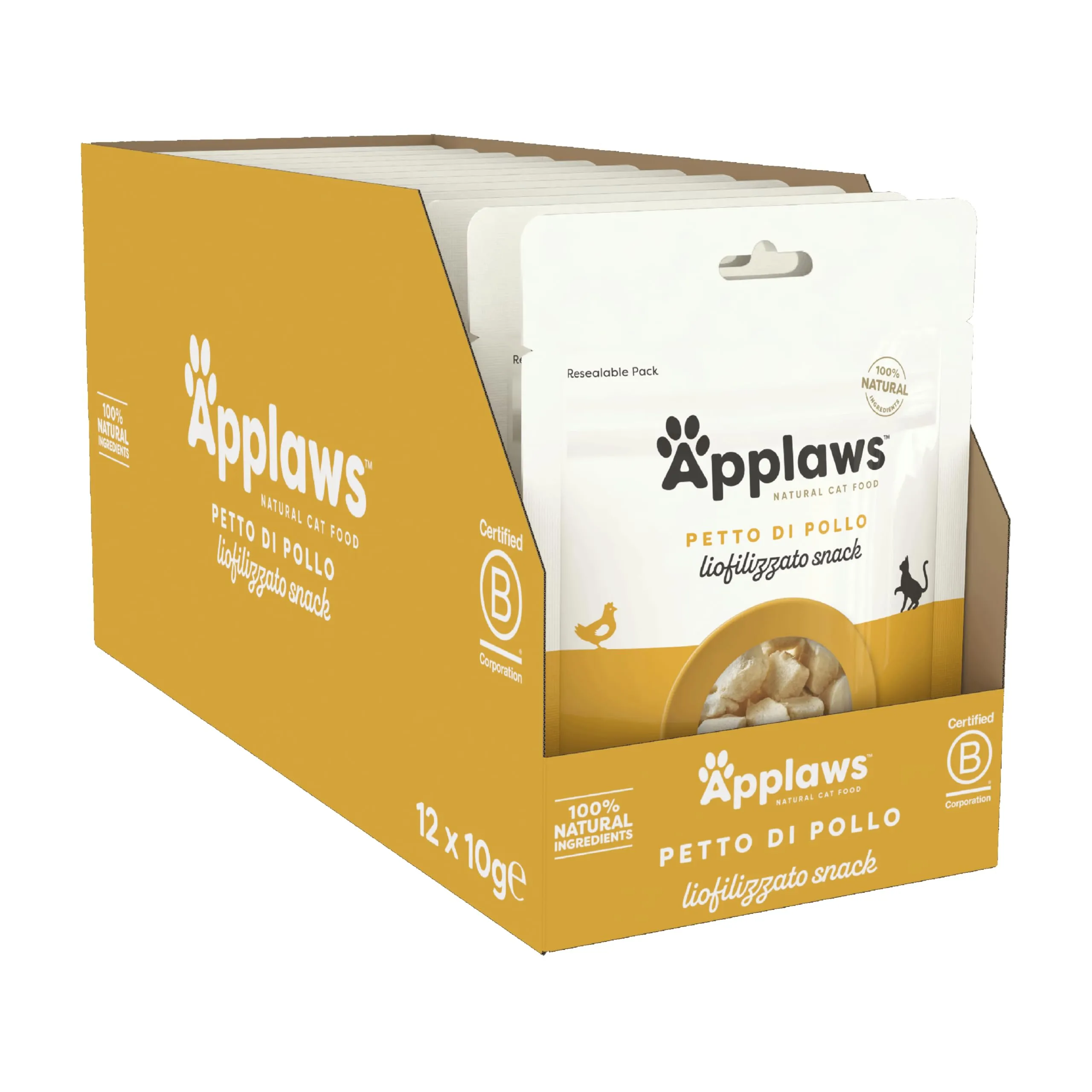 Applaws Snack Naturali per Gatti, Petto di Pollo Liofilizzato, 12 x 10g - immagine 1