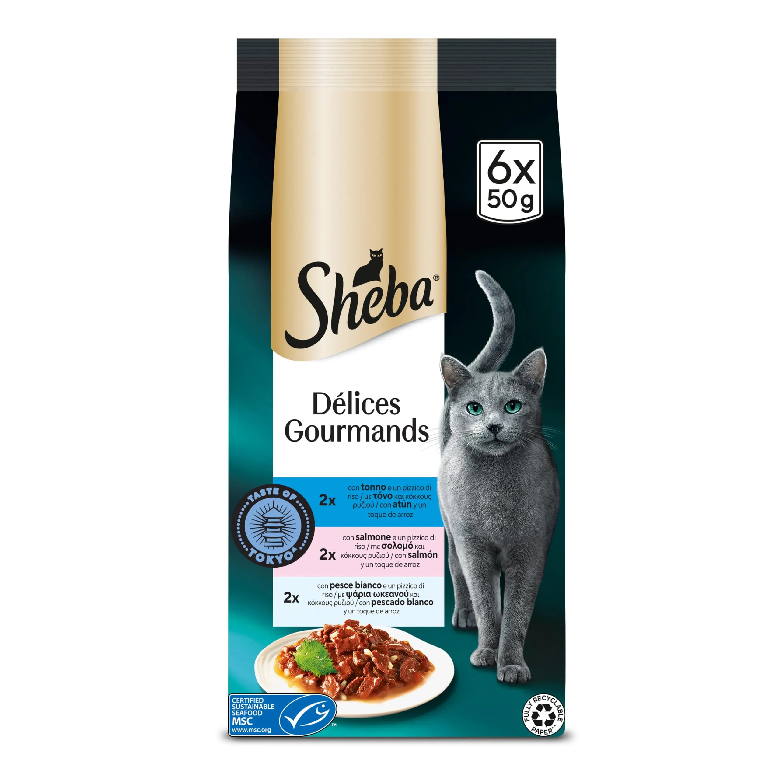 Sheba Del Gourmands Taste of Tokyo Cibo Umido per Gatti, 6x50g - immagine 1
