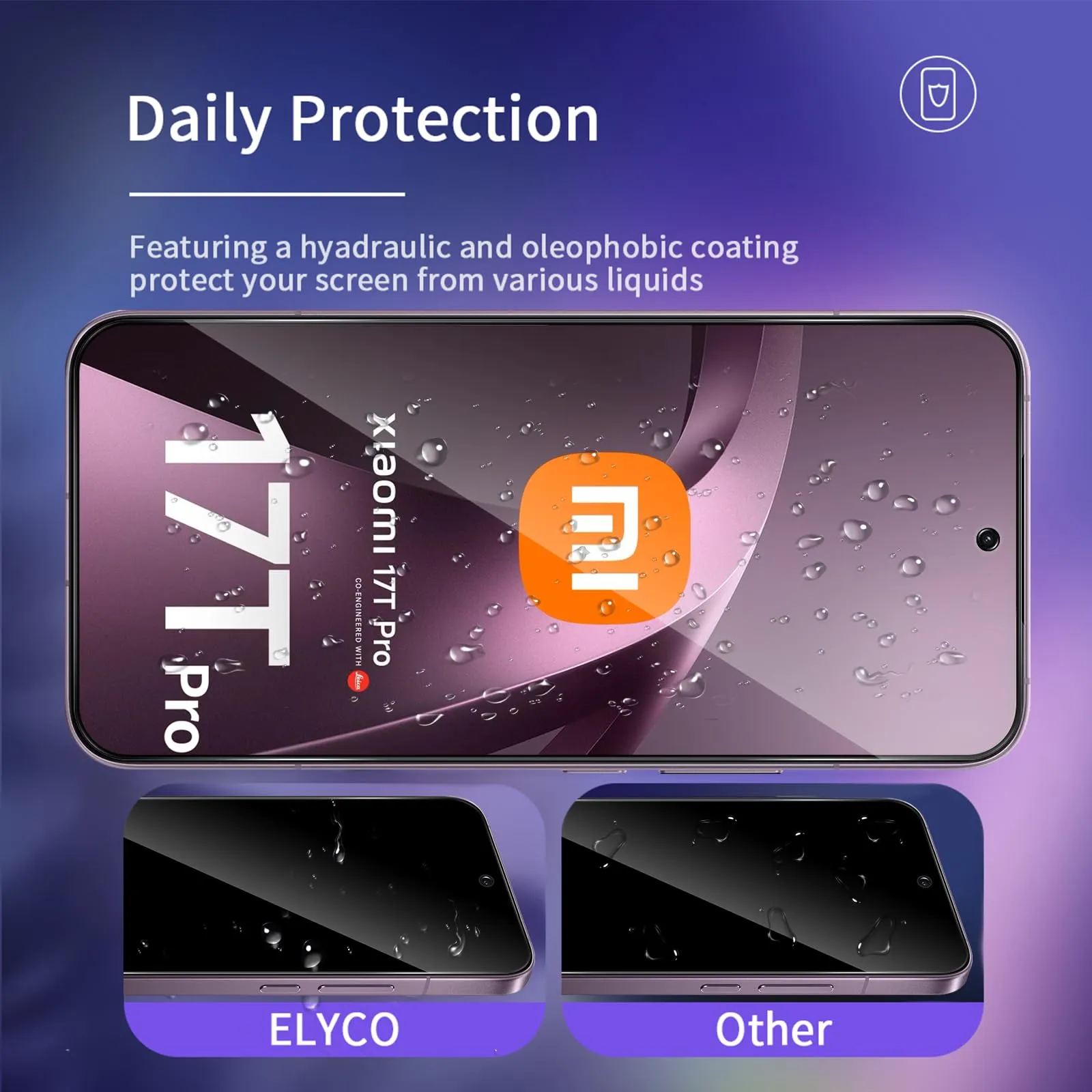 ELYCO Vetro Temperato Privacy per Xiaomi 17T Pro/15T Pro/15T, 2 Pezzi - immagine 4
