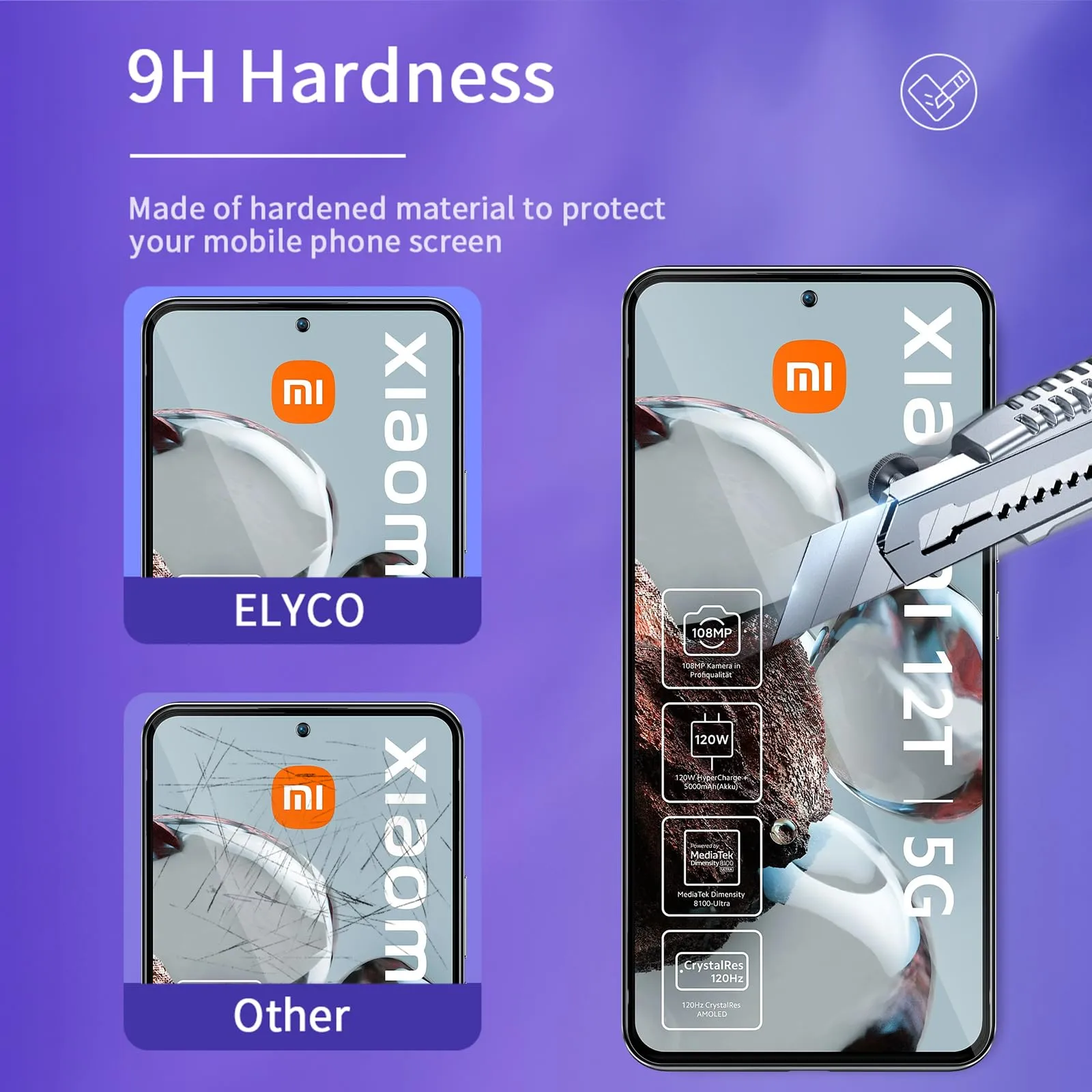 ELYCO Vetro Temperato Privacy per Xiaomi 12T/12T Pro, 2 Pezzi - immagine 5