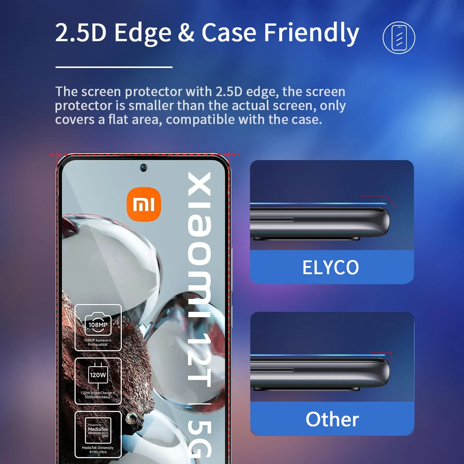 ELYCO Vetro Temperato Privacy per Xiaomi 12T/12T Pro, 2 Pezzi - immagine 7
