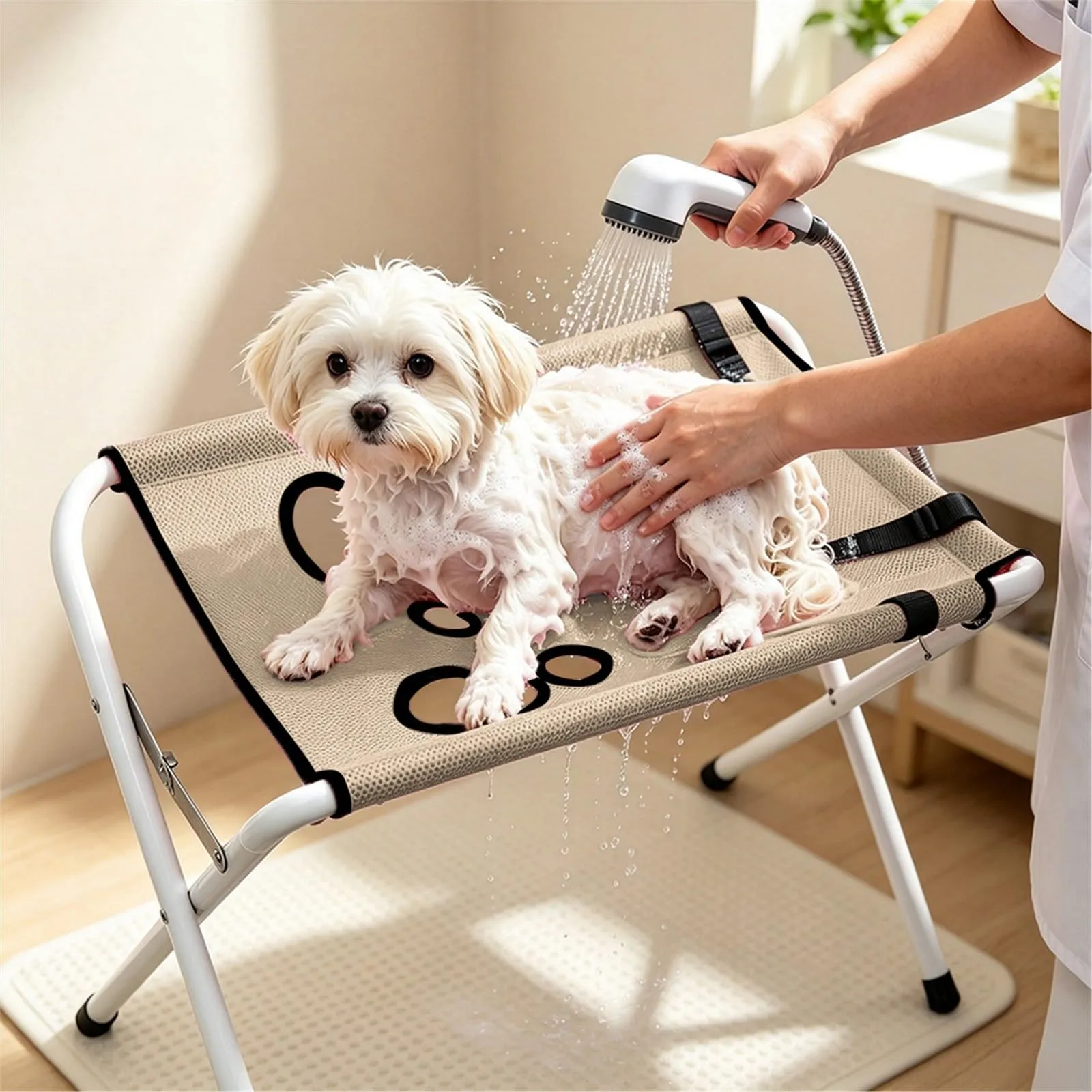 Tavolo da bagno per cani e gatti con amaca e supporto triangolare (B) - immagine 4