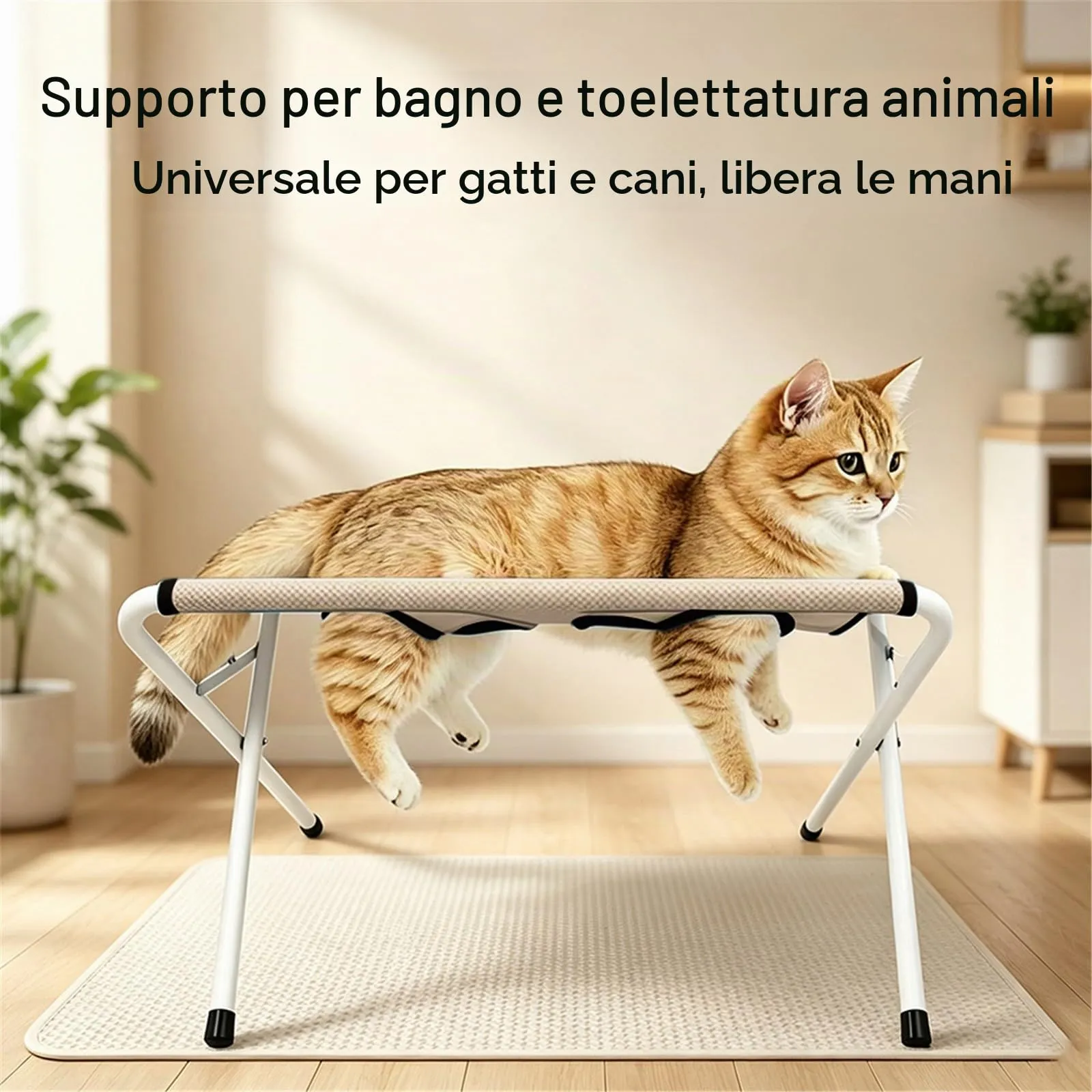 Tavolo da bagno per cani e gatti con amaca e supporto triangolare (B) - immagine 7
