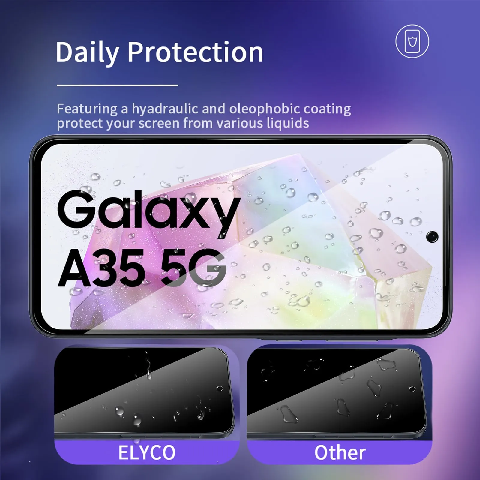 ELYCO Vetro Temperato Privacy per Samsung Galaxy A35/A55 5G, 2 Pezzi - immagine 4