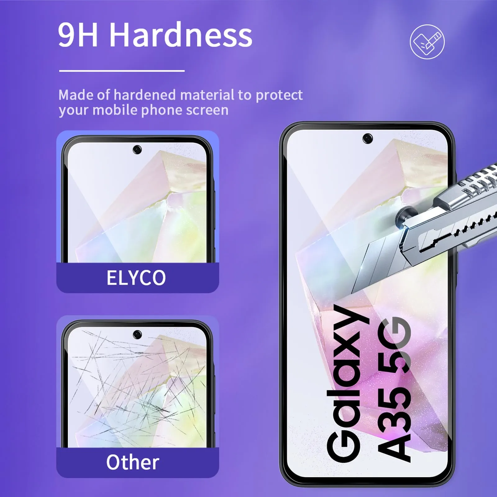 ELYCO Vetro Temperato Privacy per Samsung Galaxy A35/A55 5G, 2 Pezzi - immagine 5