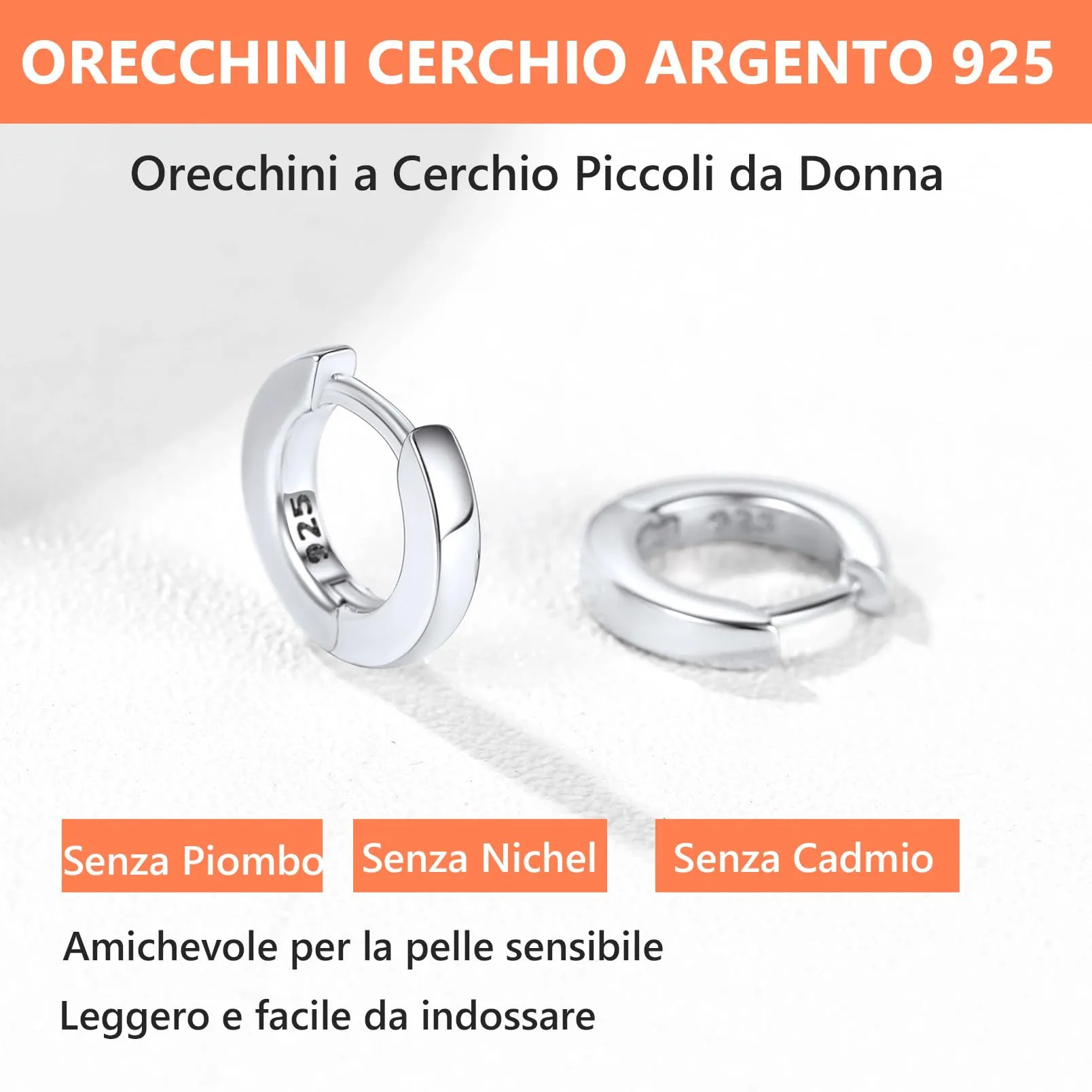 Silvora Orecchini a Cerchio in Argento 925, 6mm - immagine 6